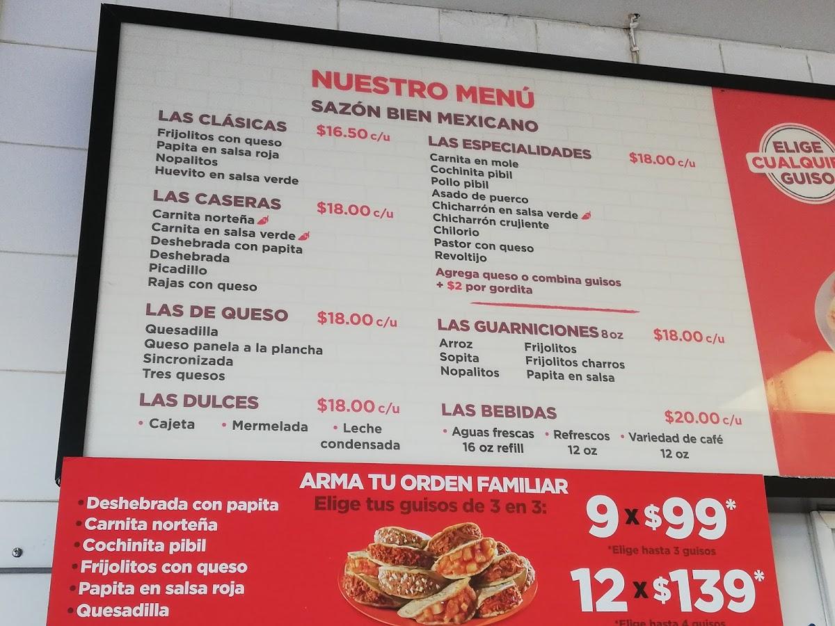 Menu at Gorditas Doña Tota restaurant, Nuevo Laredo, Av. Reforma 4400 Local  B-01-E