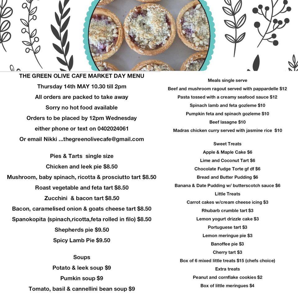 Menu at The Green Olive Cafe, Nowra