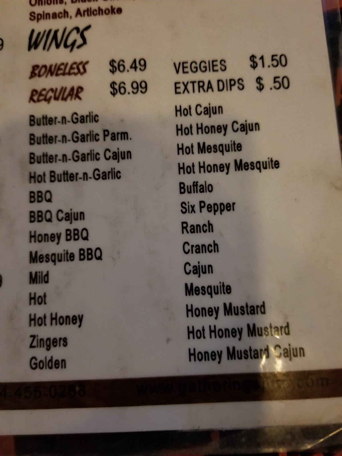 Menu at Gatherings pub & bar, Erie