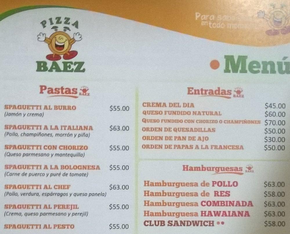 Menu at PIZZA BAEZ pizzeria, Guanajuato, Cantaritos 30
