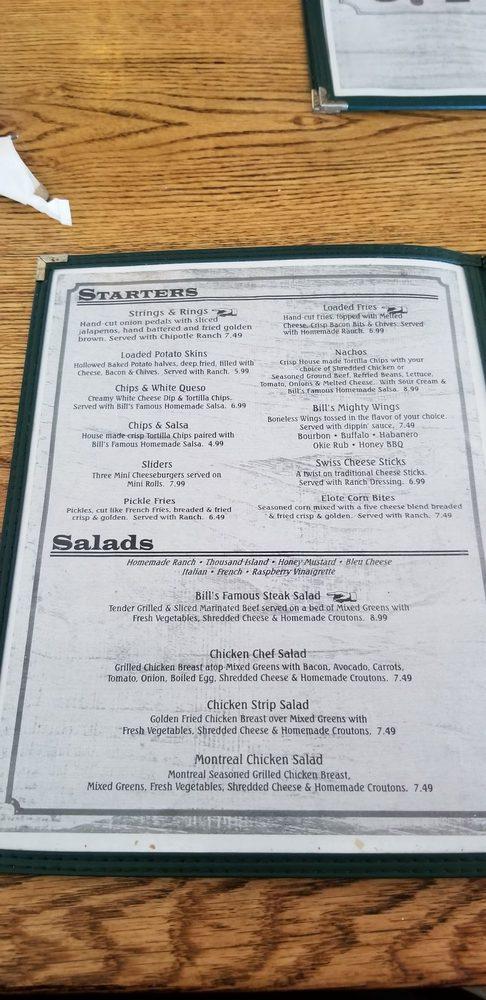 Menu – Bill's Steak House