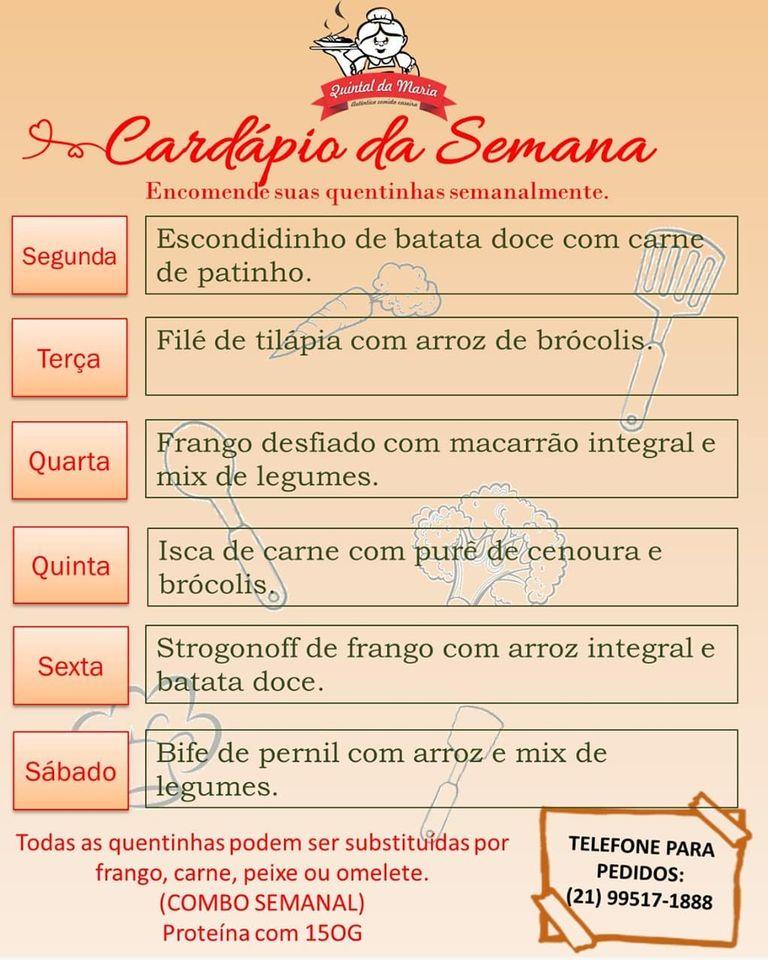 Quintal da Maria cardápio