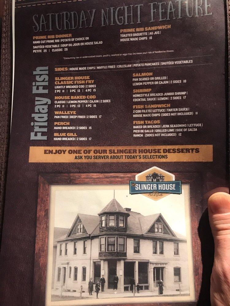 Menu at The Slinger House Pub & Grille, Slinger