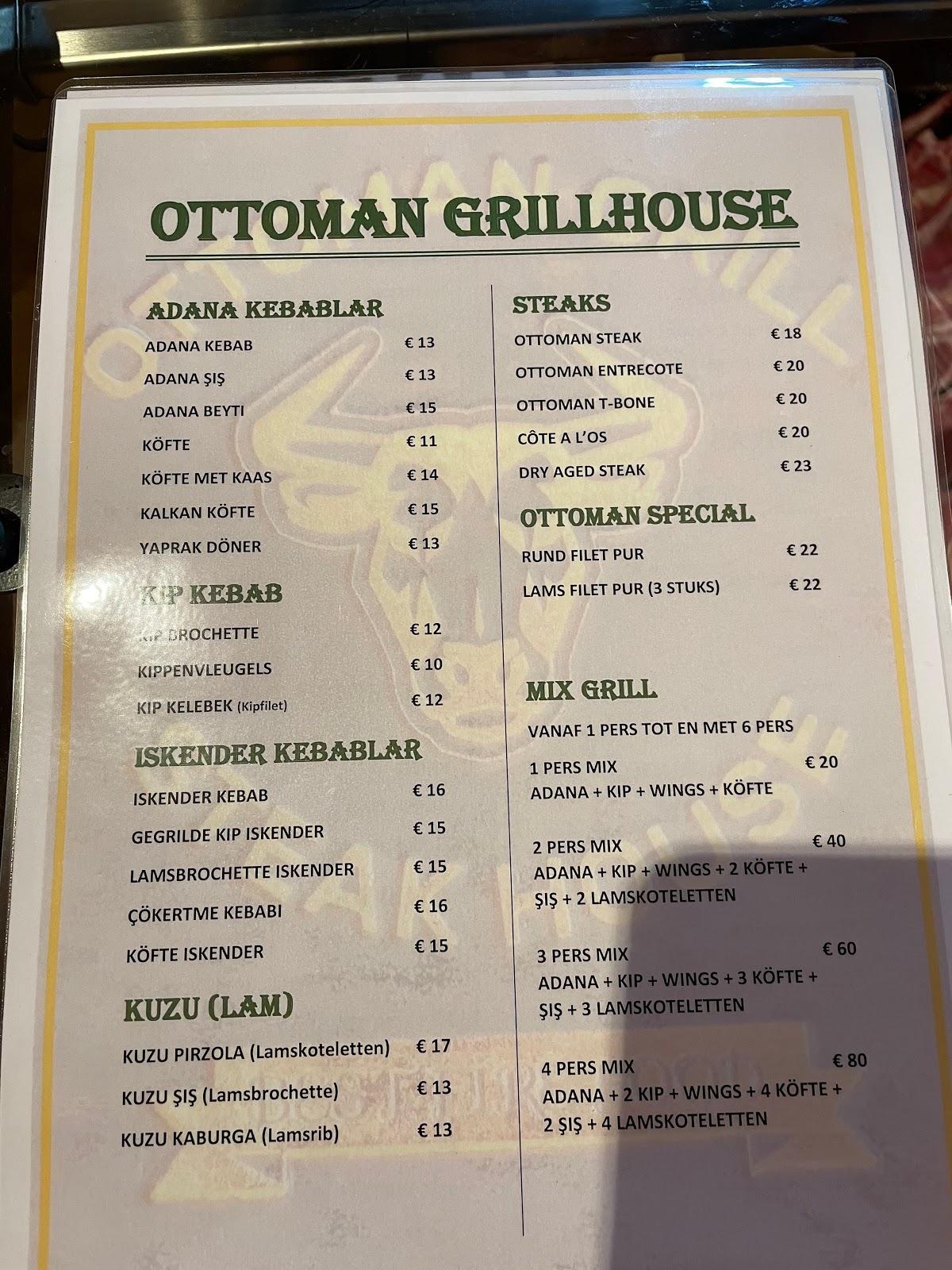 Carta de Ottoman grillhouse, Gante, Frans van Ryhovelaan 186