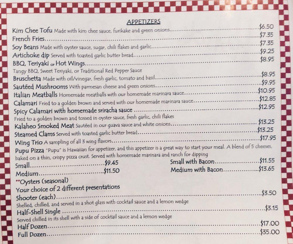 Menu at Brick Oven Pizza pub & bar, Kaneohe