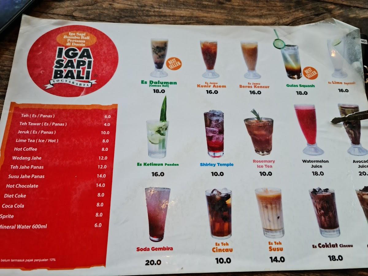 Menu at Iga Sapi Bali restaurant, Sariharjo, Jl. Palagan Tentara ...