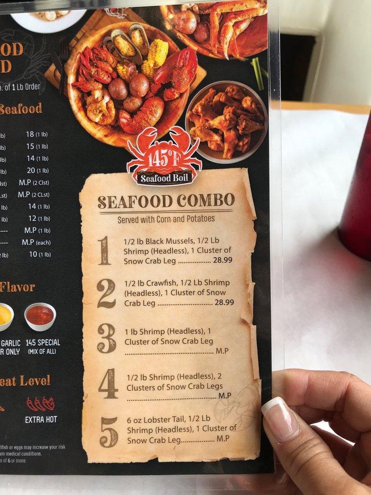 Menu at 145F SEAFOOD BOIL restaurant, Clermont