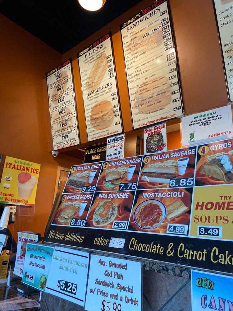 Menu at Johnny's Red Hots restaurant, Naperville
