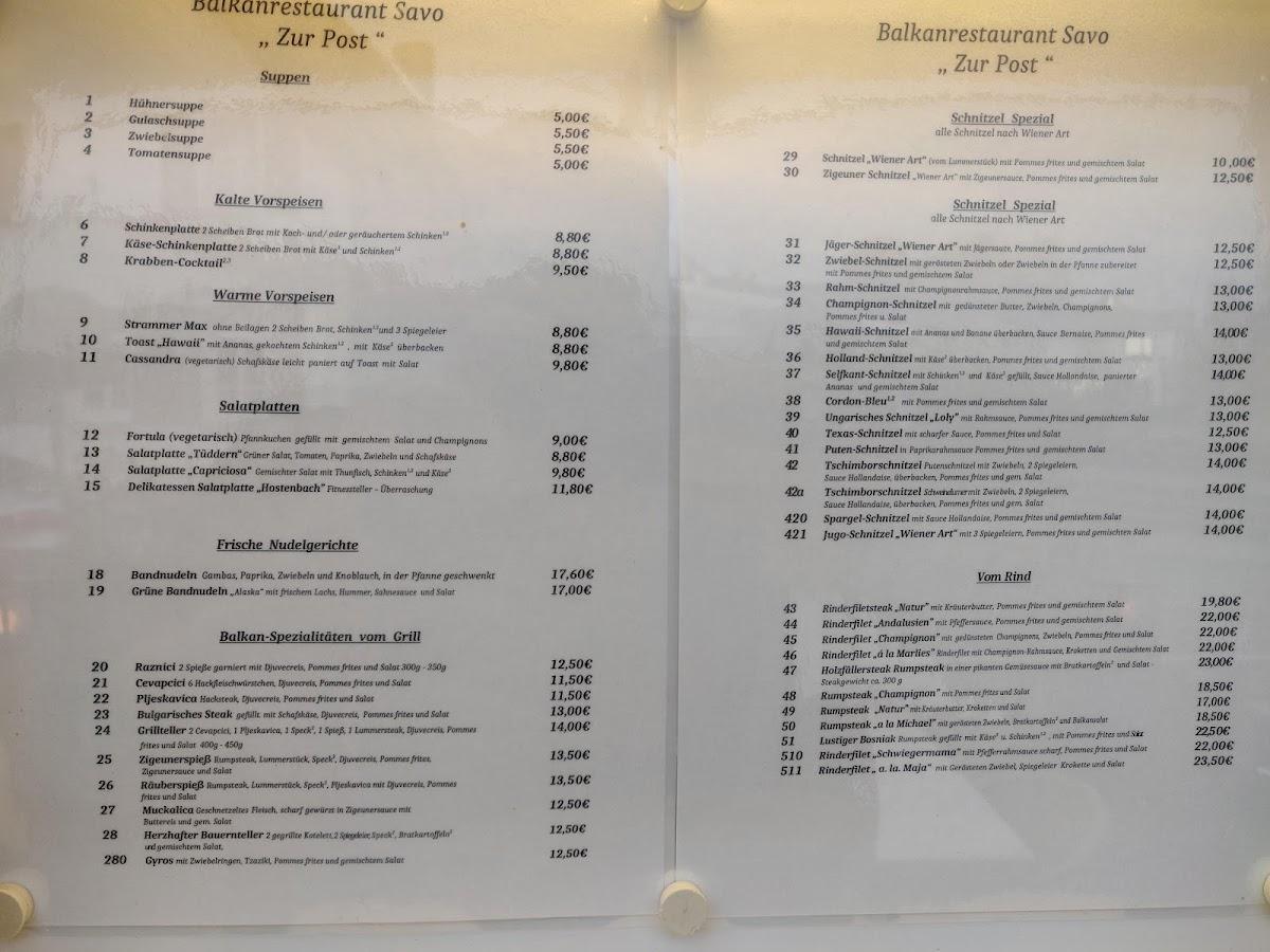 zur post kleve menu