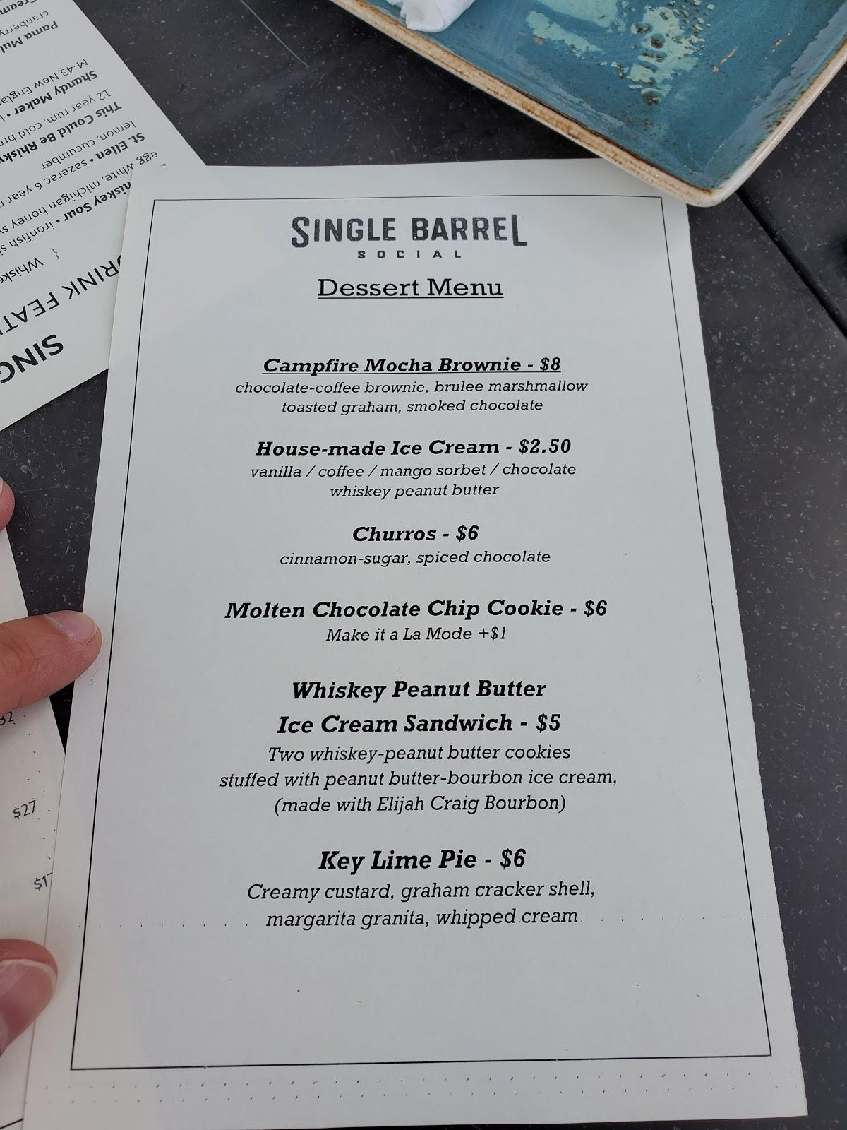 Menu at Single Barrel Social, Brighton