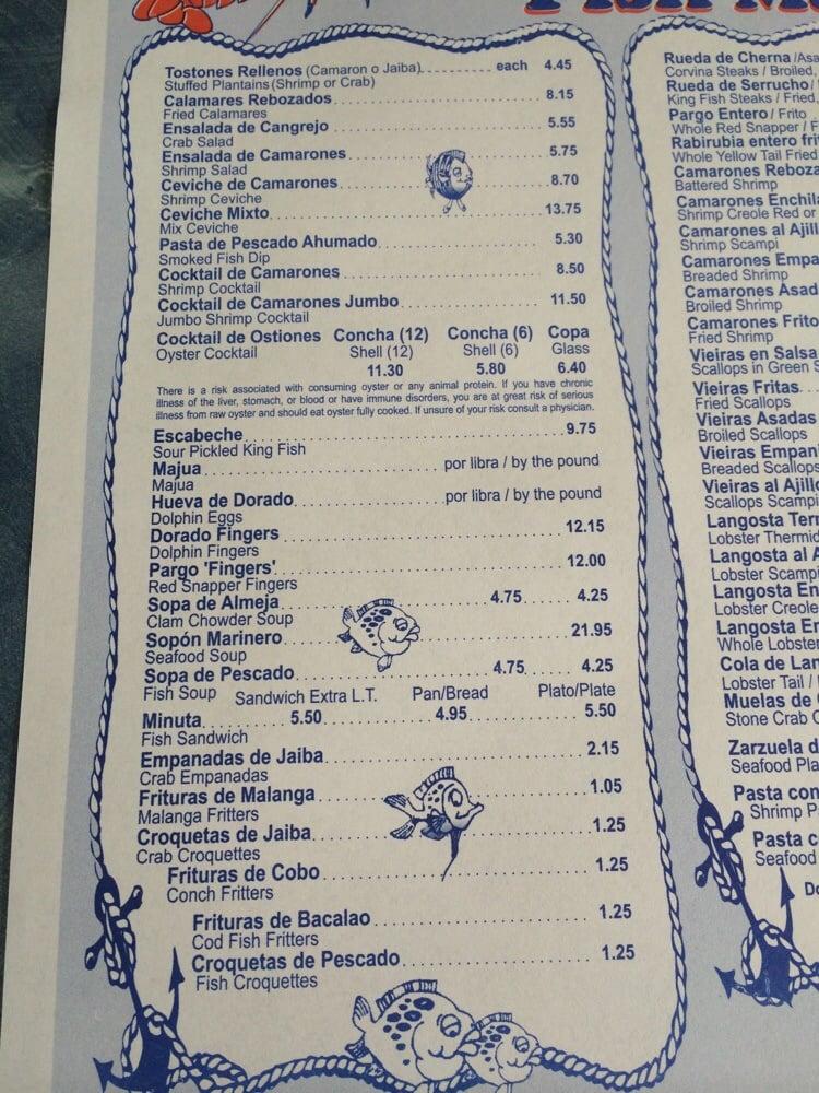 Menu at Bahamas Fish Market & Restaurant, Miami