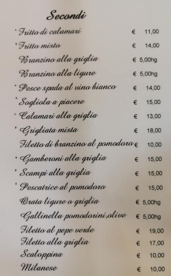 Menu Da La Caravella Ristorante Albissola Marina