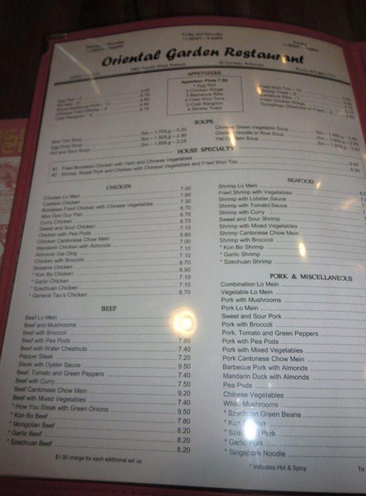 Oriental Garden Salem Utah Menu