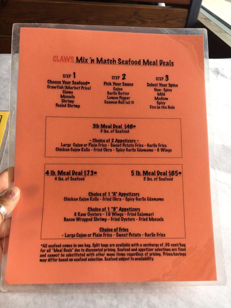 Menu at Claws Restaurant, Cerritos