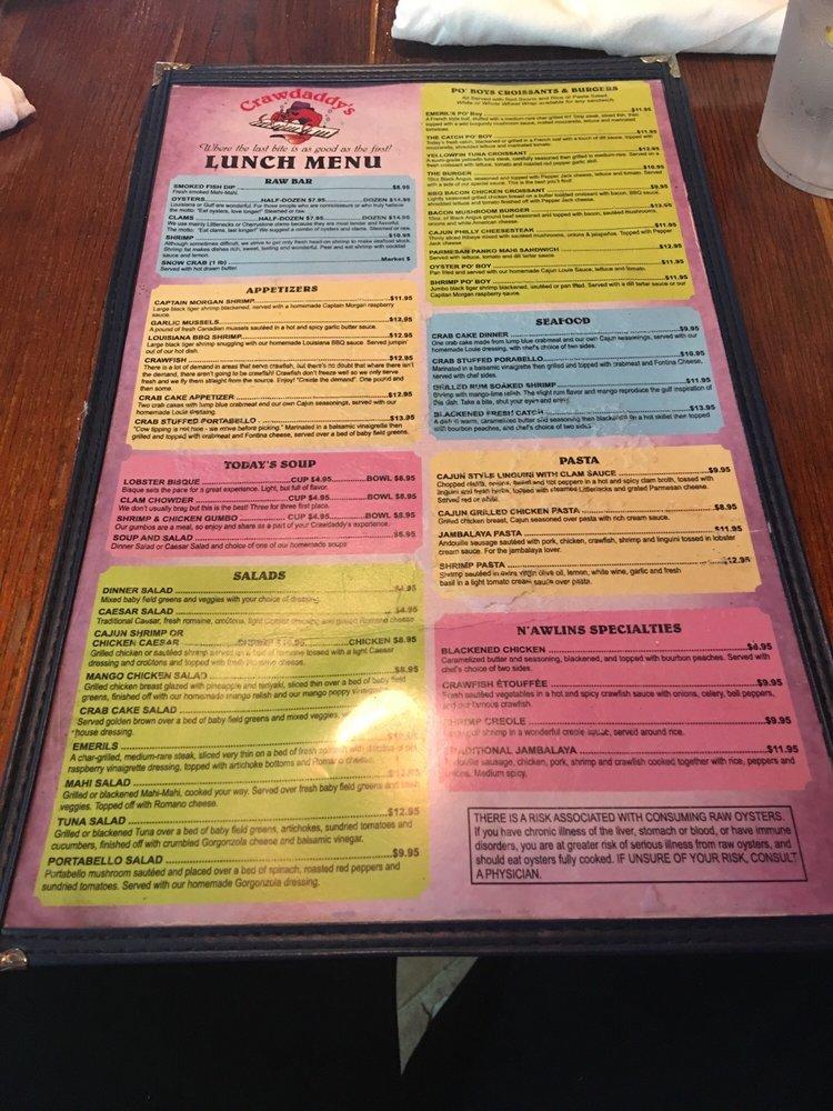 Menu at Crawdaddy's Grill and Raw Bar, Jensen Beach