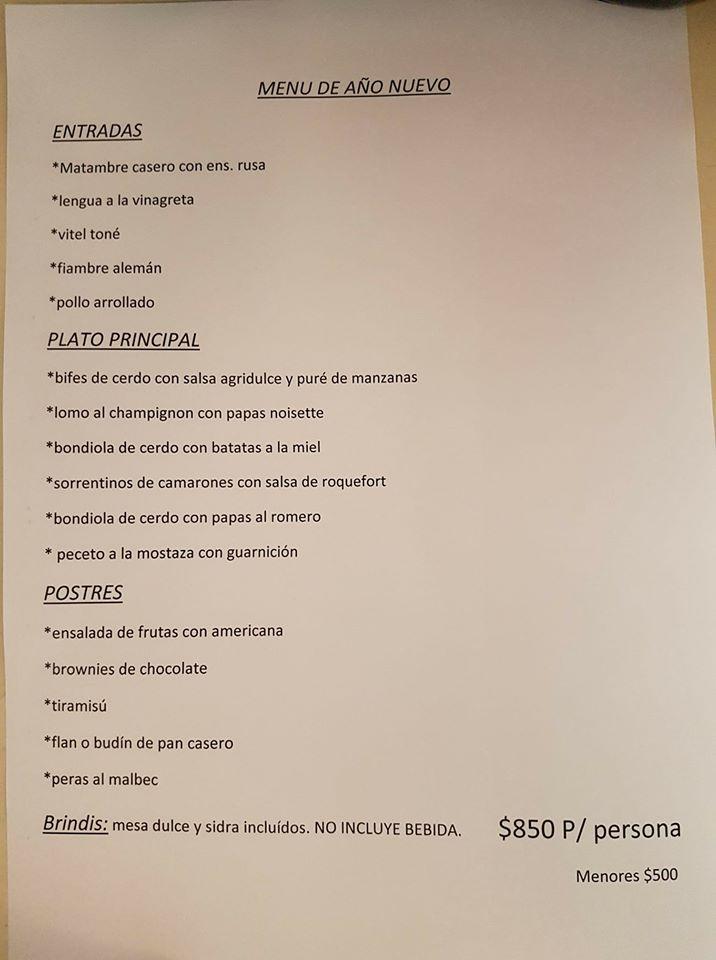 Menu at Danny restaurant, Monte Hermoso