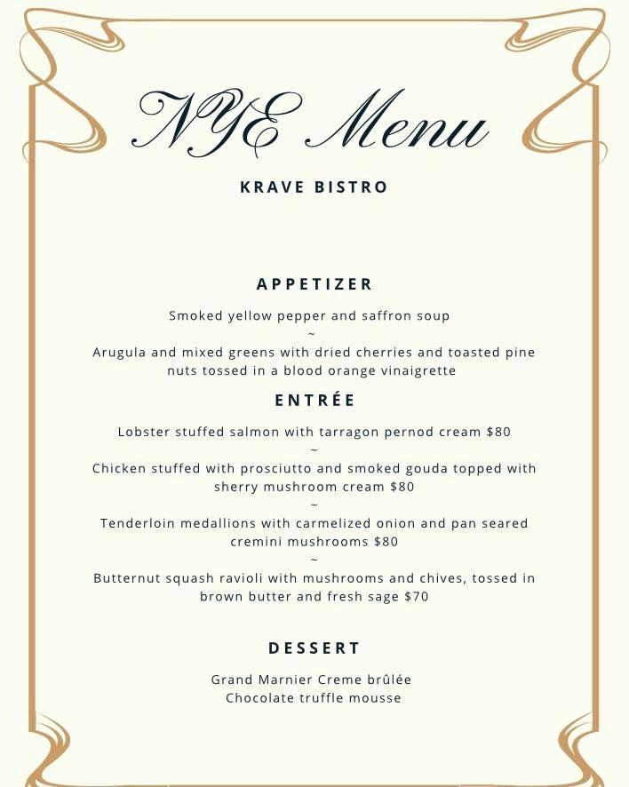 Menu at Krave Bistro restaurant, Arnprior