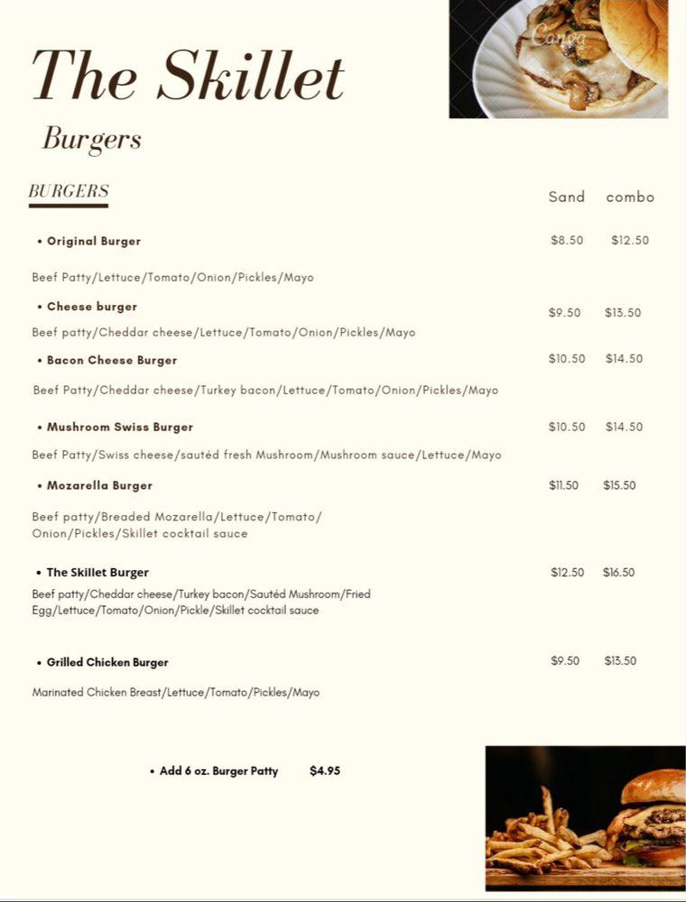 Menu at The Skillet restaurant, Wetaskiwin