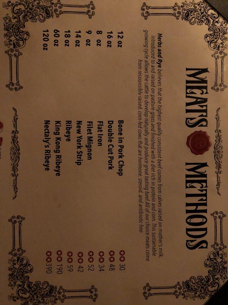 Menu at Herbs and Rye pub & bar, Las Vegas