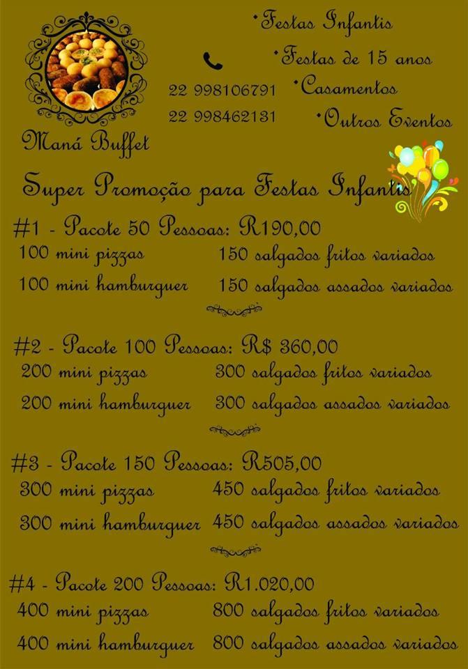 Menu em Maná Buffet restaurante, Campos dos Goytacazes