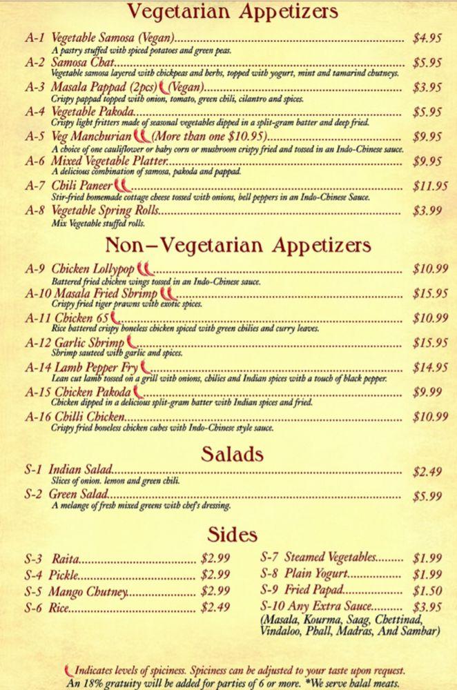 Menu at Spice Club Indian Grill Indian Restaurant, Estero