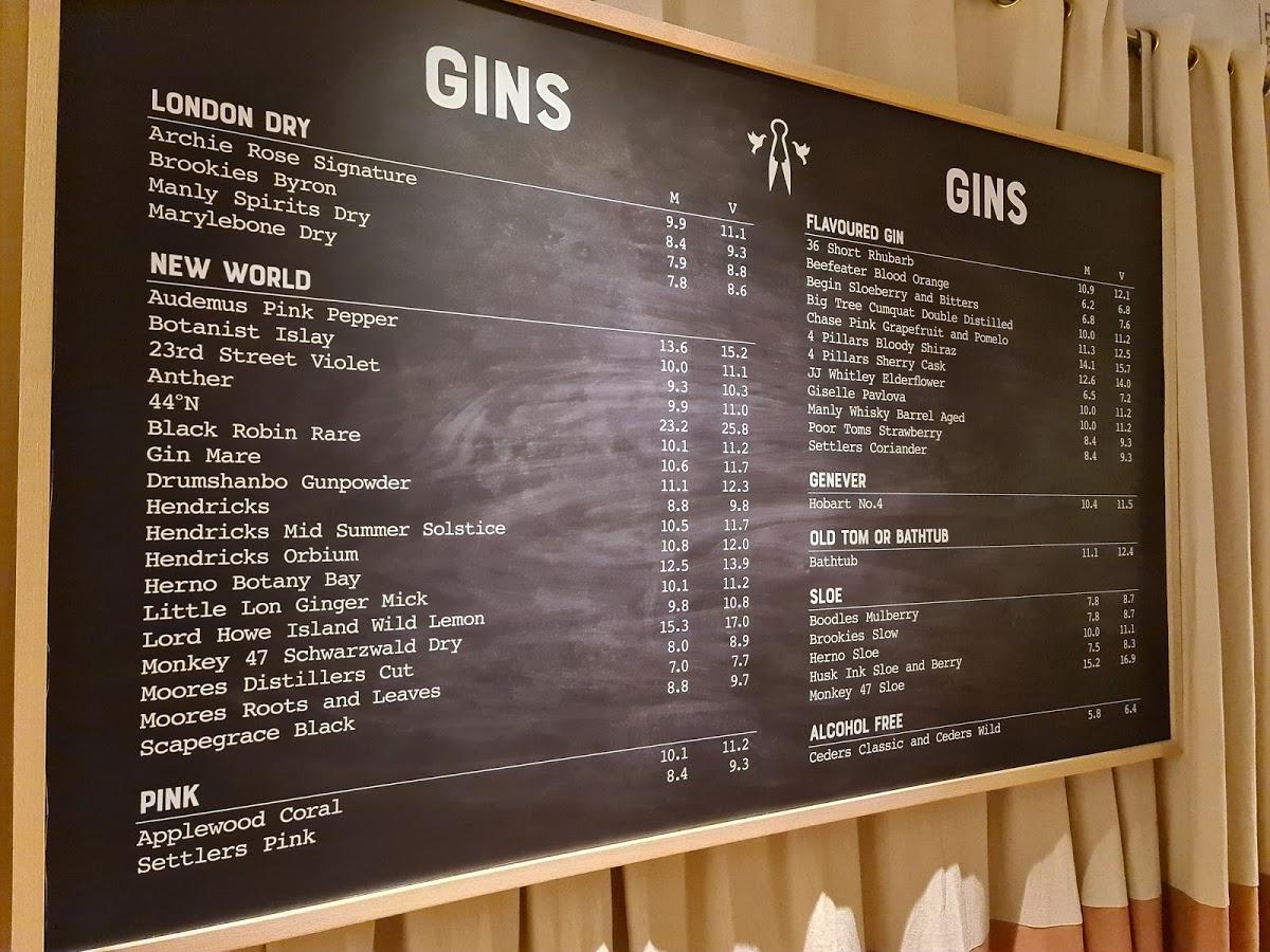 Menu at The Dove and Shears restaurant, Campbelltown
