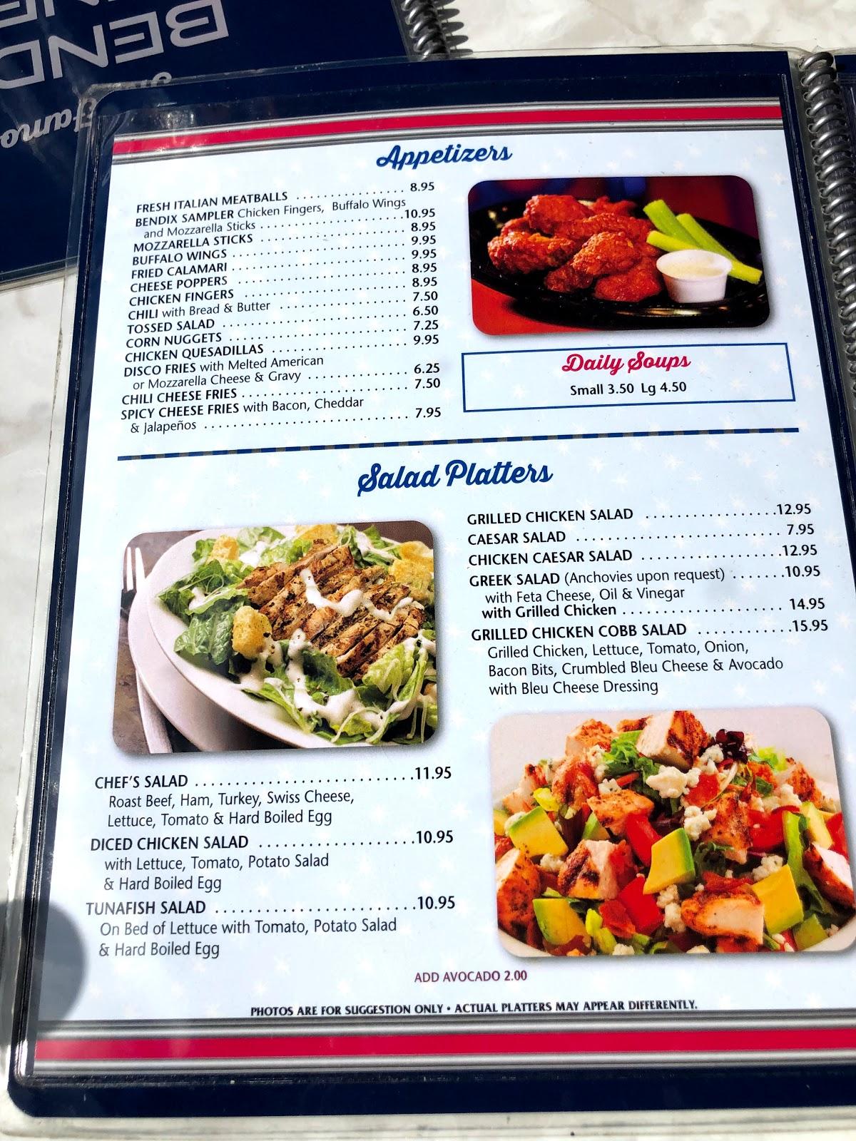 Menu at Bendix Diner restaurant, Hasbrouck Heights, 464 NJ17