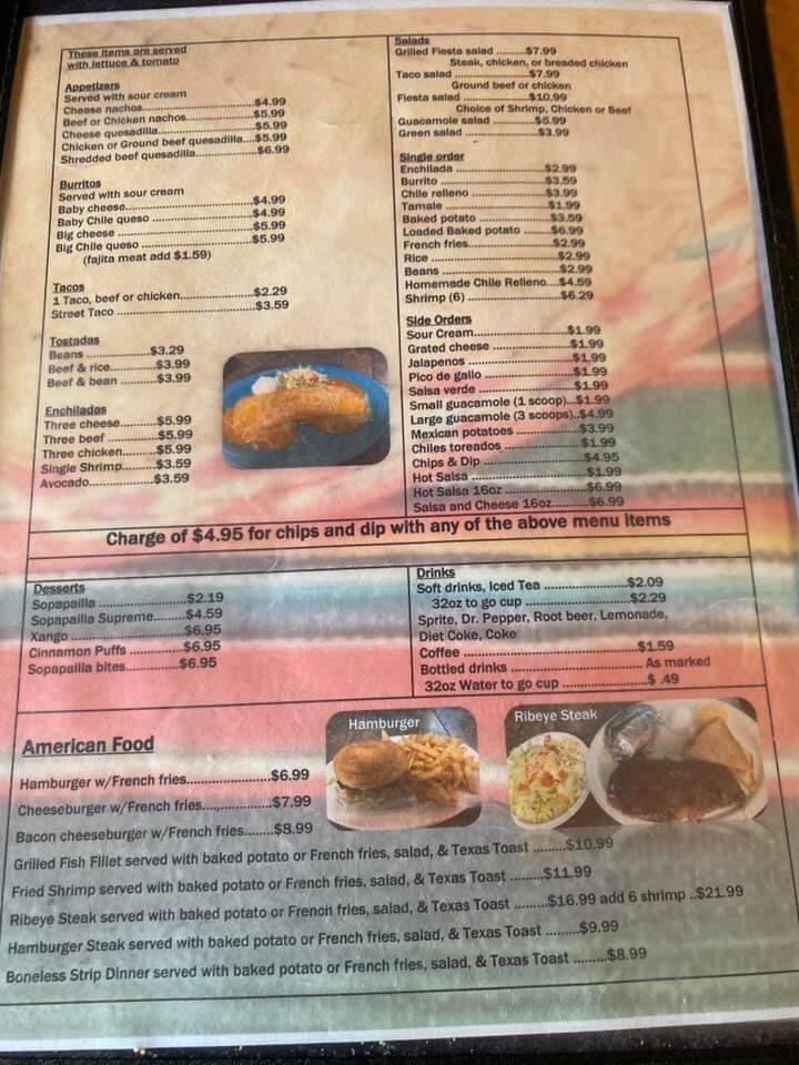 Carta de Monterrey's Mexican Restaurant, Burns Flat
