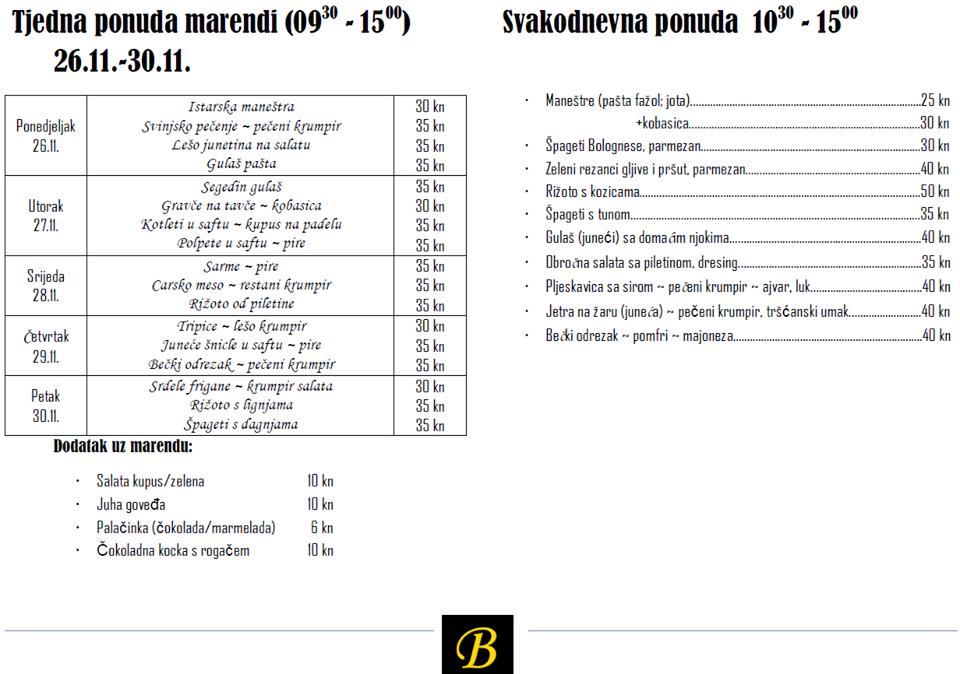 Menu di Baćo 