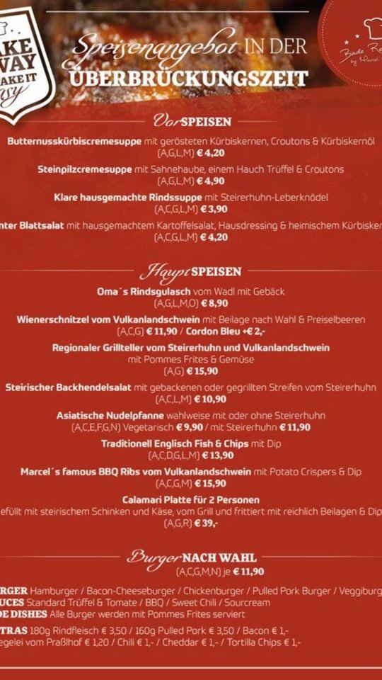 Speisekarte von Bade Restaurant Feldbach, Feldbach