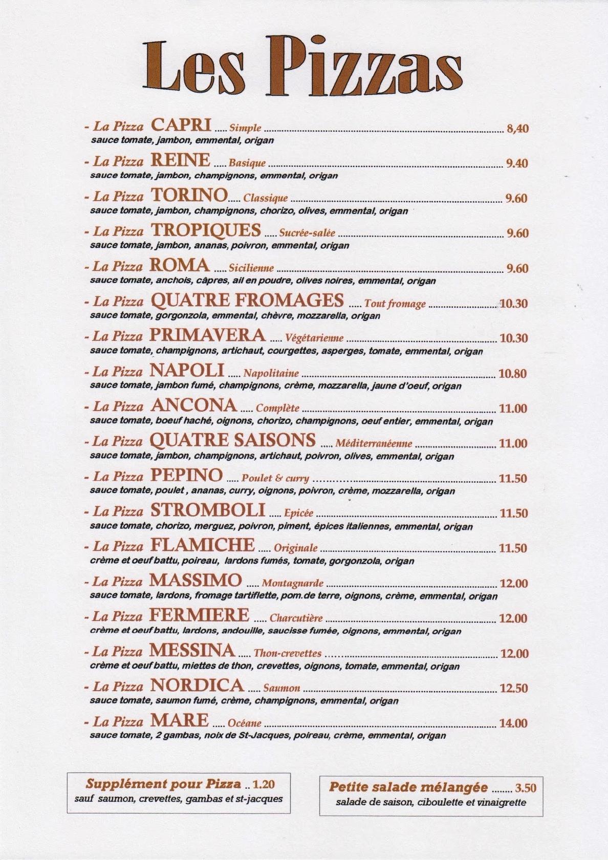 Menu at La Flambée restaurant, SaintMartindesChamps