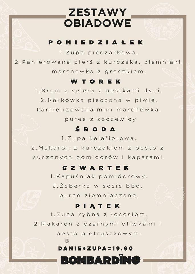 Menu at Bombardino Trattoria, Lublin