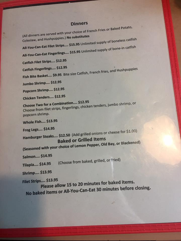 Menu At Riverside Catfish House Restaurant Chattanooga   R735 Menu Riverside Catfish House 