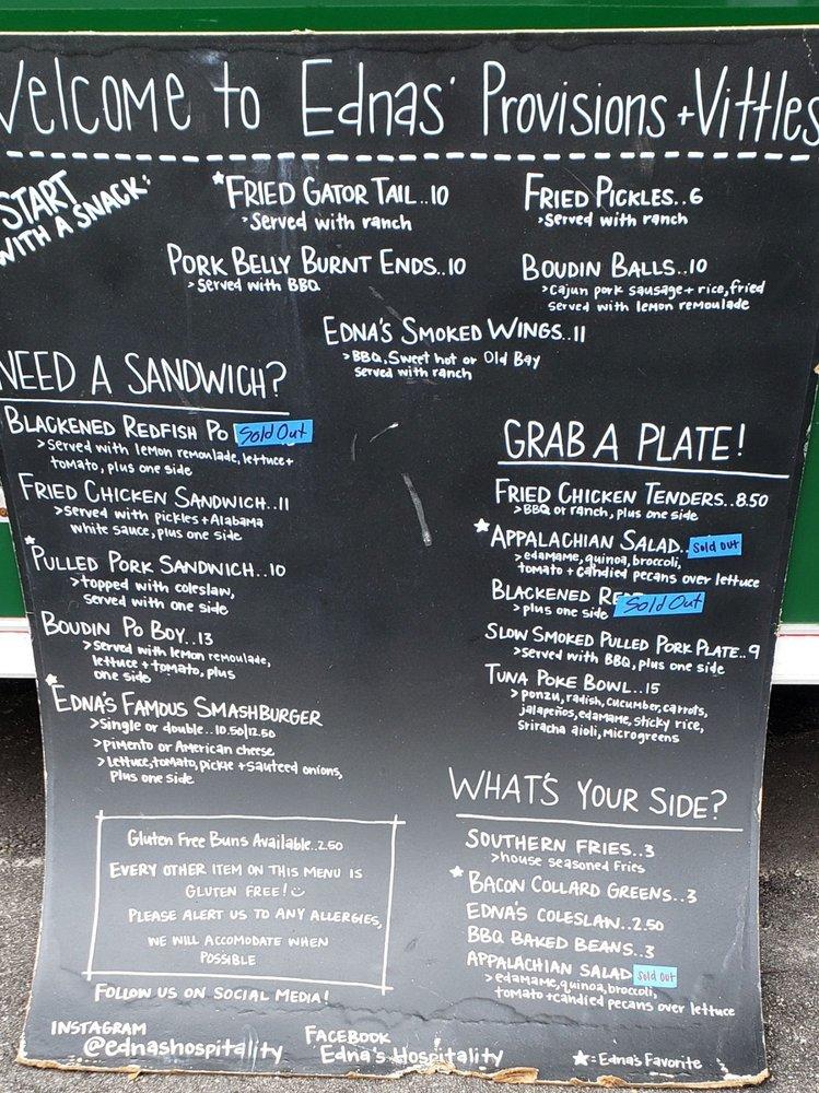 Menu at Ednas' on the Green pub & bar, Wildwood, Marsh Bend Trl