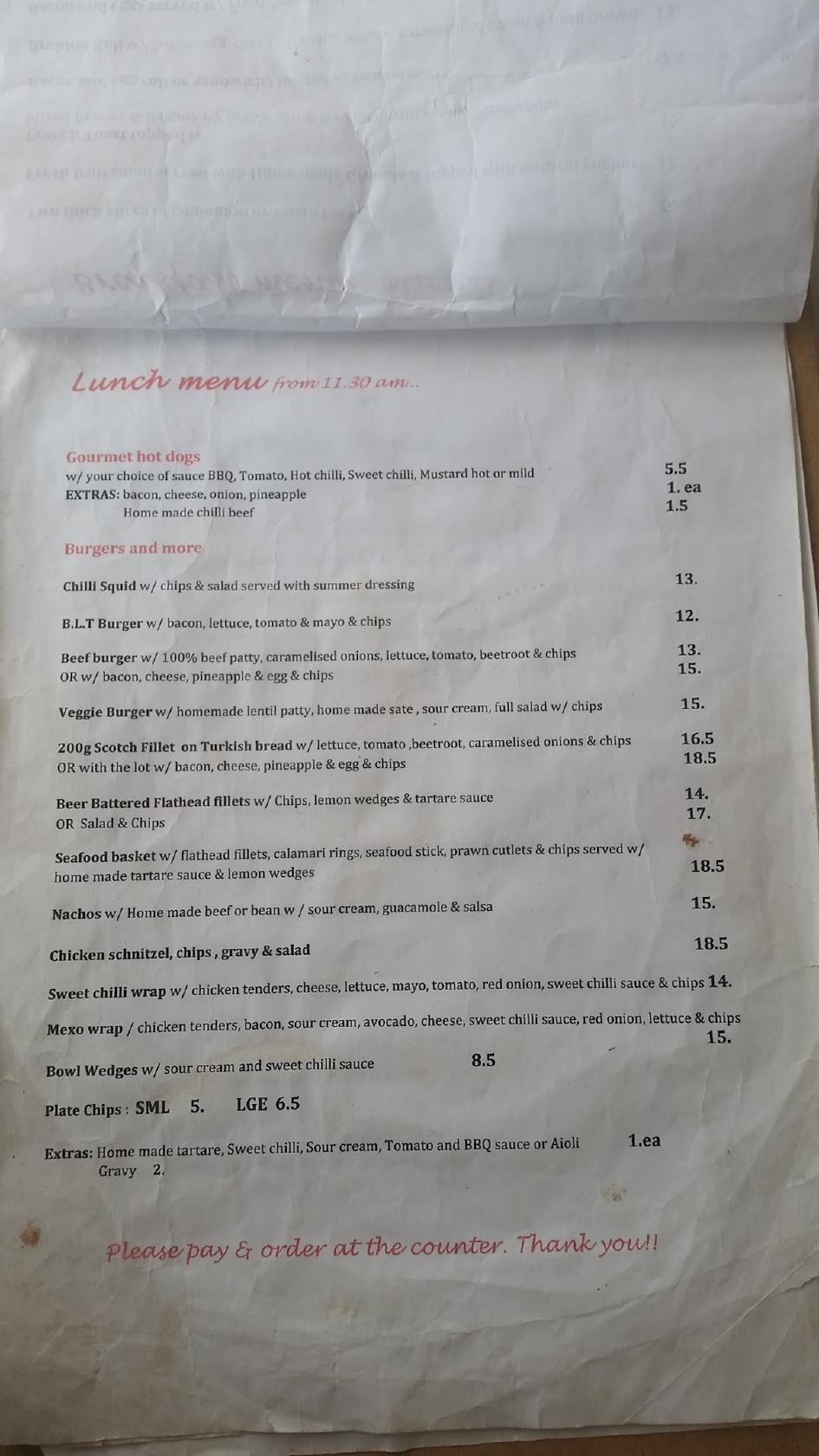 Menu at Narooma Ice Creamery Cafe, Narooma