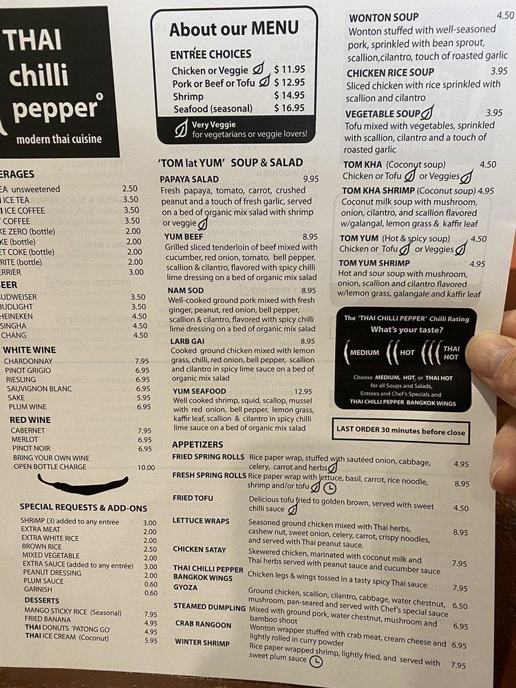 Menu at THAI Chili Pepper Lutz restaurant, Lutz