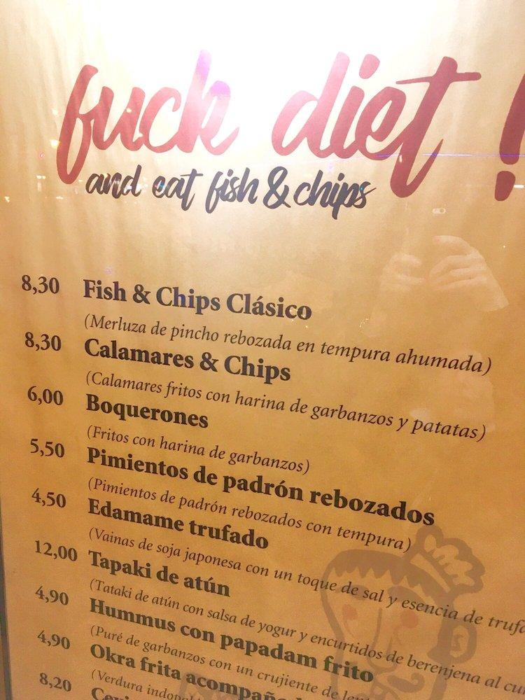 Menu at The Fish & Chips Shop restaurant, Barcelona