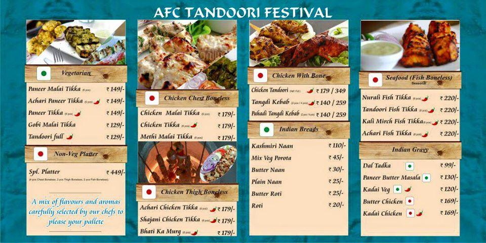 AFC FOODS menu