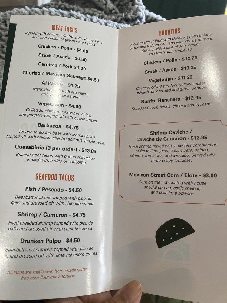 Menu at Casa Taco Bayfront Taqueria restaurant, Sea Isle City
