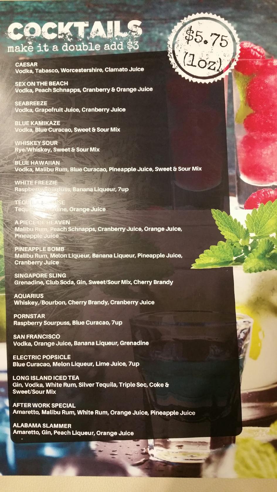 Menu at East Grille & Lounge restaurant, Oshawa