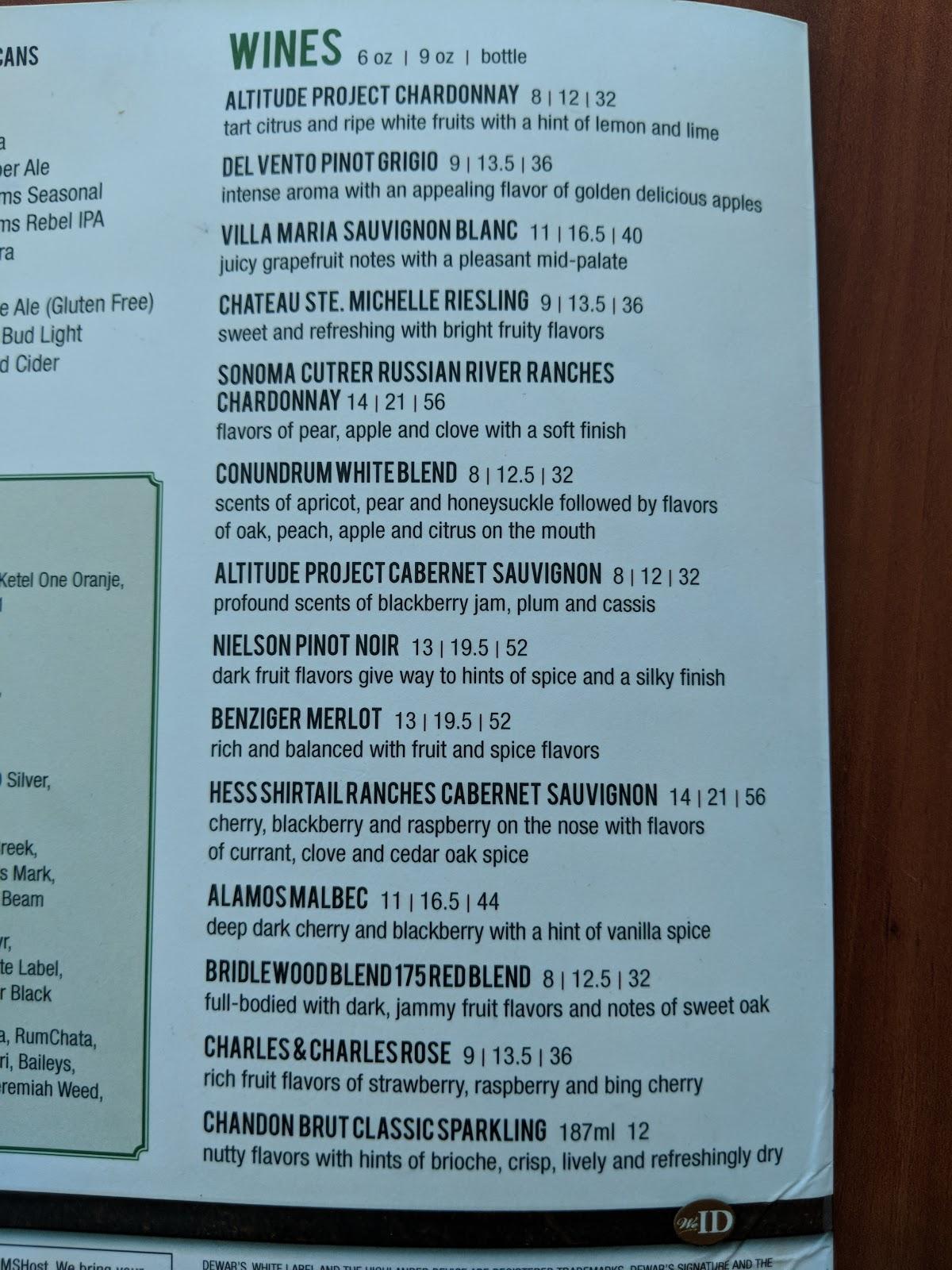 Menu at Dewar's Clubhouse, Fort Myers