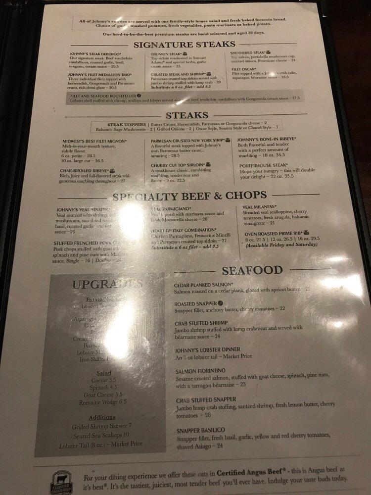 Menu at Johnny's Italian Steakhouse, Altoona, 550 Bass Pro Dr NW