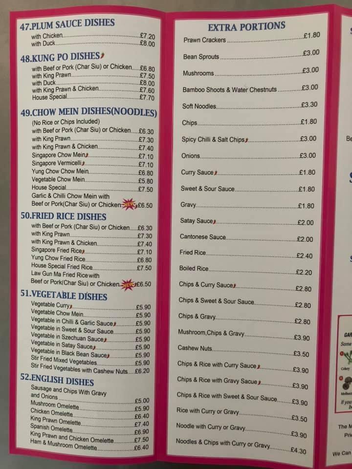 Menu at Merton Way Chinese Takeaway restaurant, Newcastle upon Tyne, 26