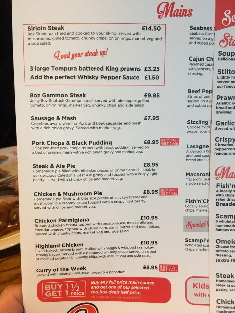 Menu at Ratho Park pub & bar, Edinburgh, 101 Dalmahoy Rd