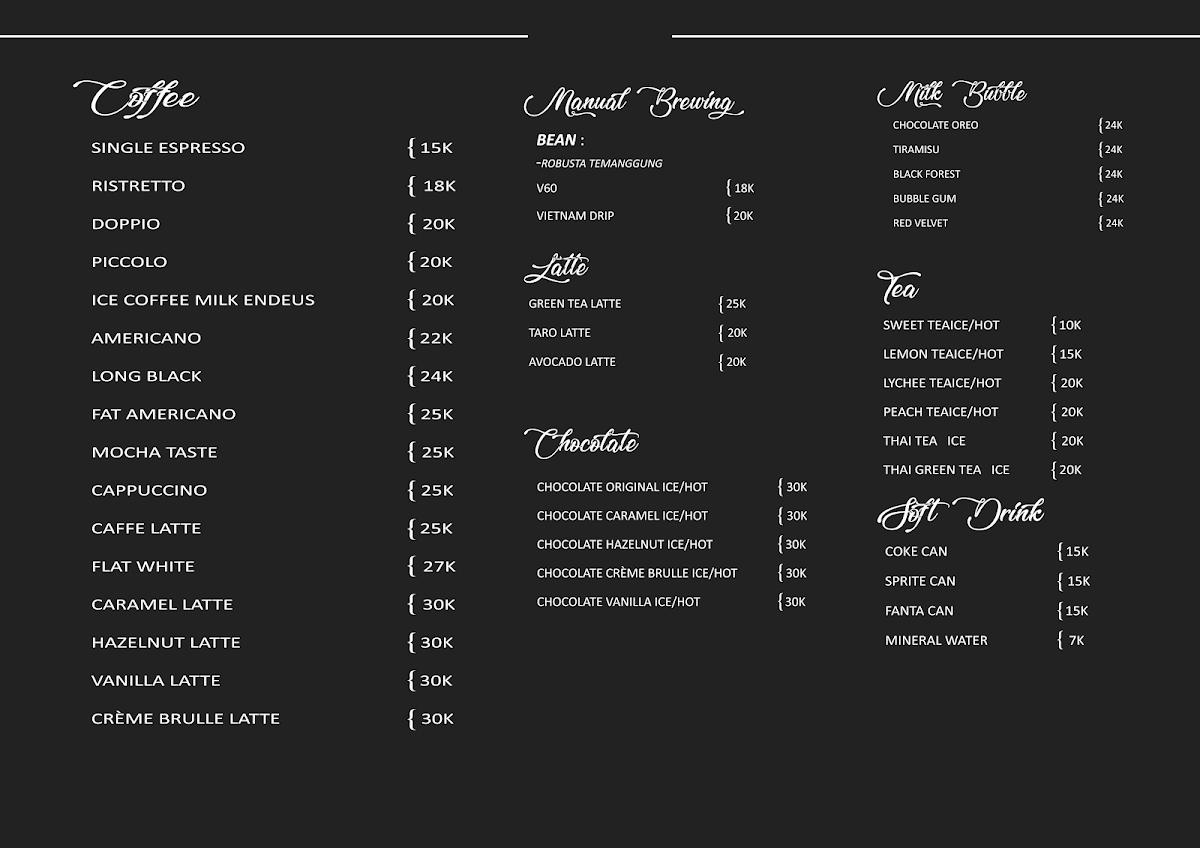 Menu at Hedos Kitchen & Milk Bar, Bandung, Jl. Hasanudin No.28