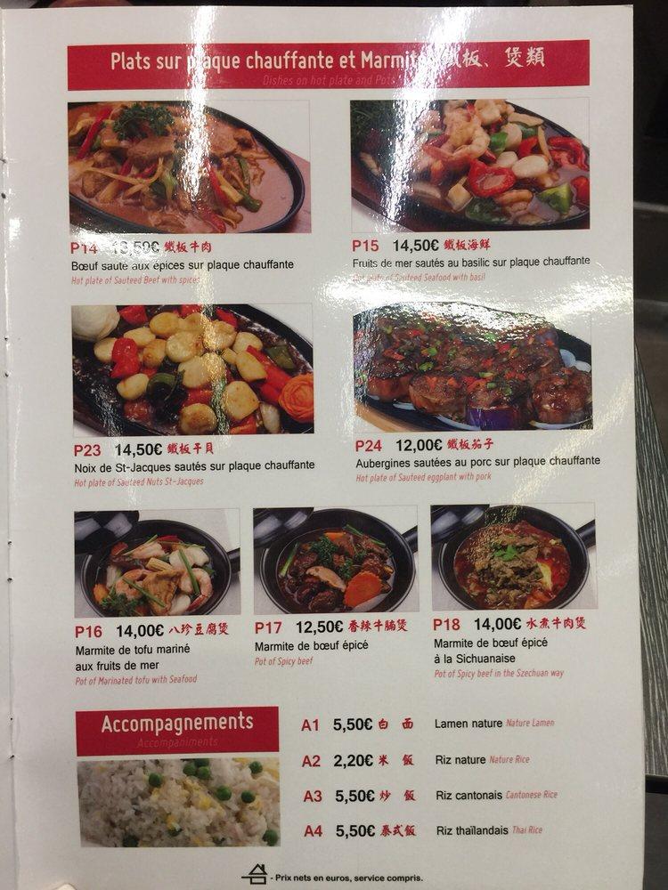 Menu at My Noodles restaurant, Paris