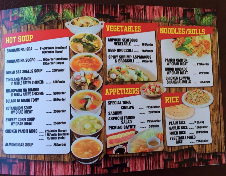 Carta del restaurante Gensan Arpochi Seafood & Resto Veranza Mall