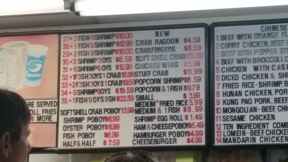 Menu at Bingo's Seafood restaurant, City, LA182
