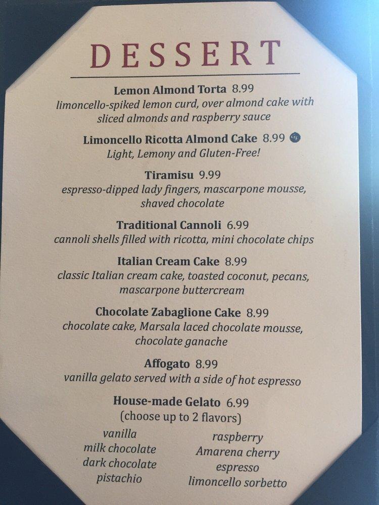 Menu at Limoncello restaurant, Greenville