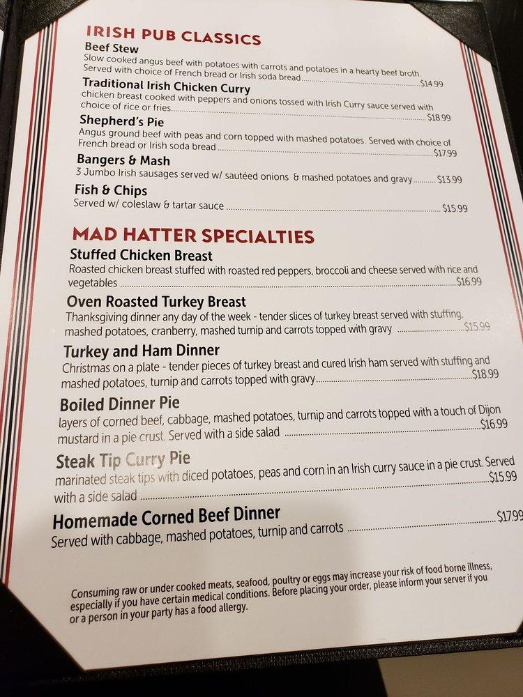 Menu at Mad Hatter Restaurant, Weymouth